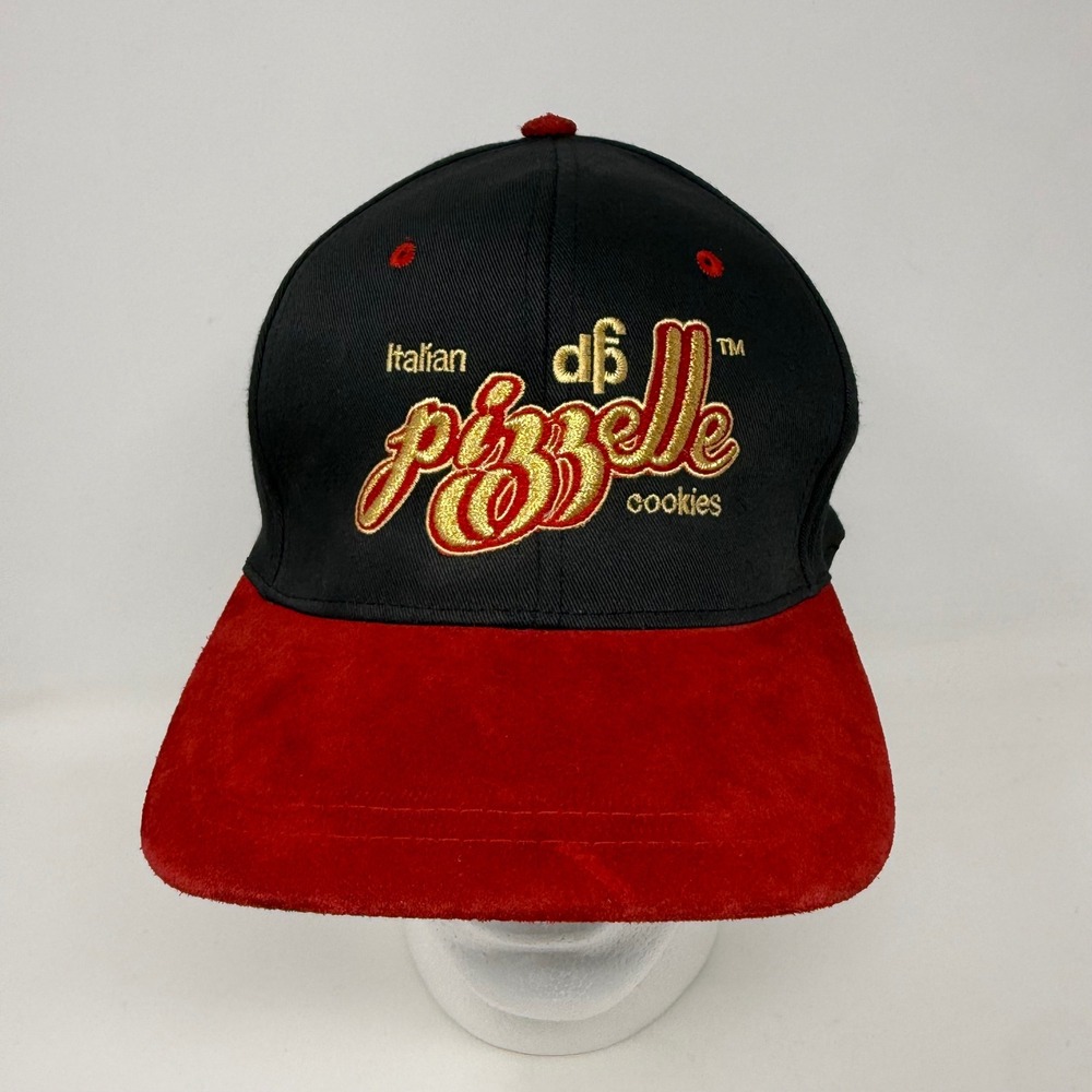 TC Italian Pizzelle‎ Cookies Snapback Hat Black Red Suede Brim Vintage Style Cap